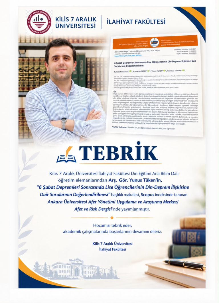 Tebrik: Arş. Gör. Yunus Tüken